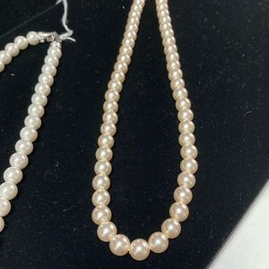 Faux Strand of Pearls with crystal detailed clasp. White OR Cream.